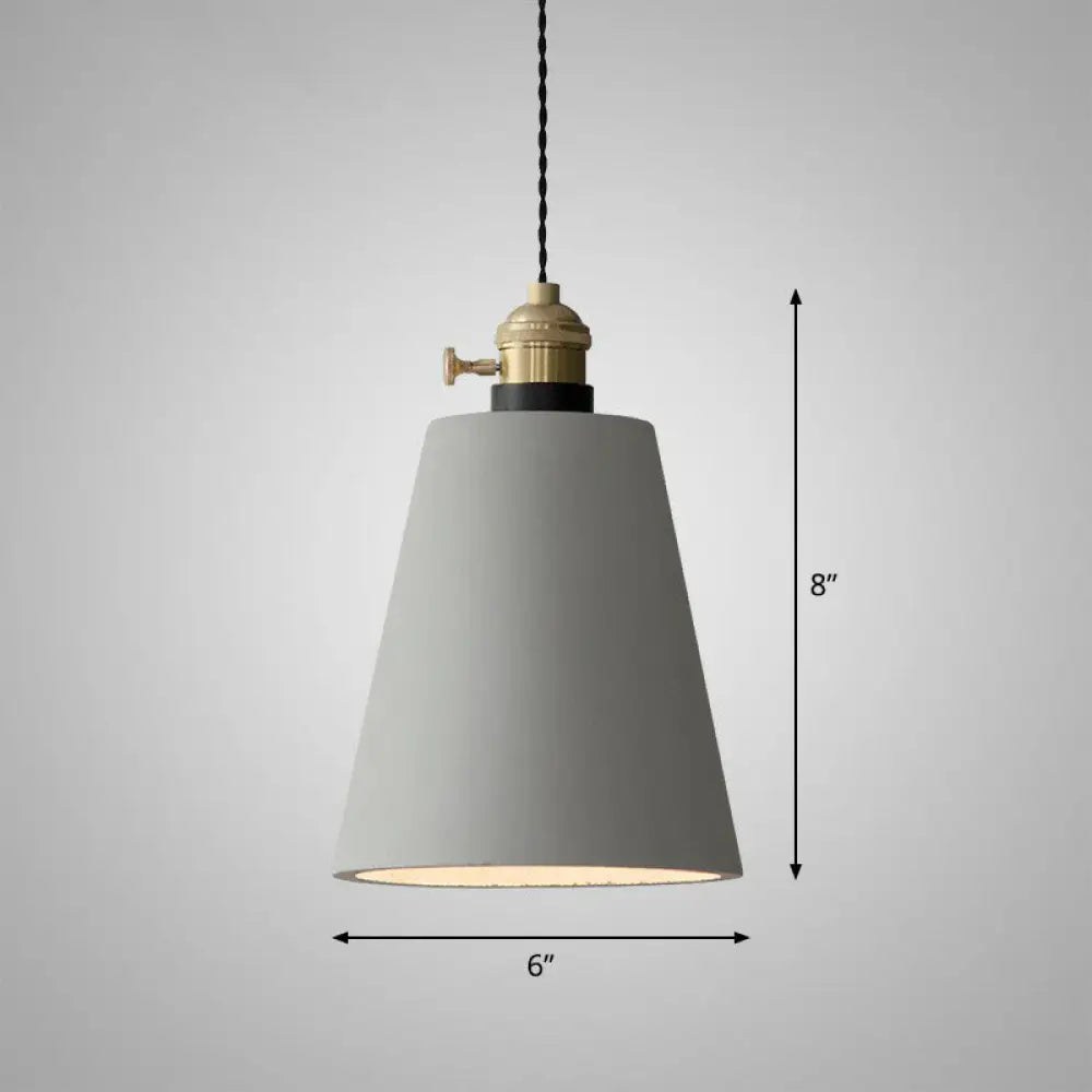 Minimalist Geometric Cement Pendant Light with Rotary Switch for Dining Rooms - Grey