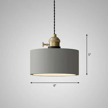 Minimalist Geometric Cement Pendant Light with Rotary Switch for Dining Rooms - Grey