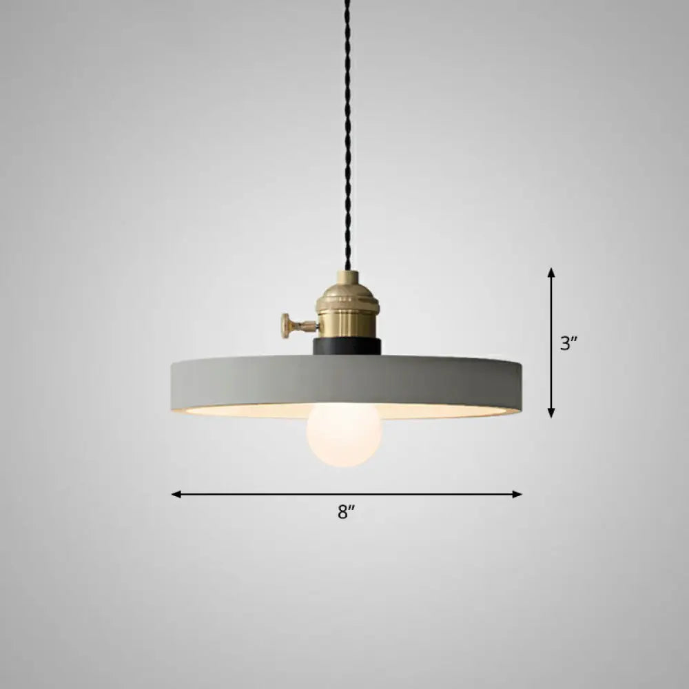 Minimalist Geometric Cement Pendant Light with Rotary Switch for Dining Rooms - Grey