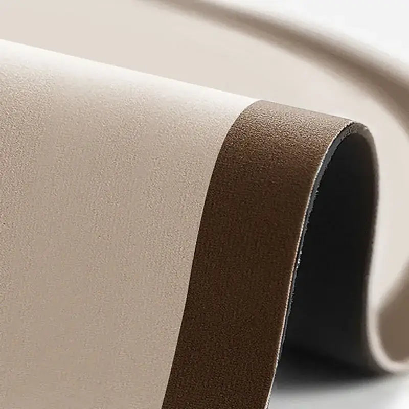 Beige and brown faux leather roll with smooth matte finish for minimalist geometric diatom ooze bathroom rug decorbites geometric diatom
