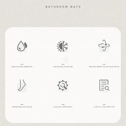 Minimalist geometric diatom ooze bathroom rug in cream beige with massive water absorption and four-seasons usability