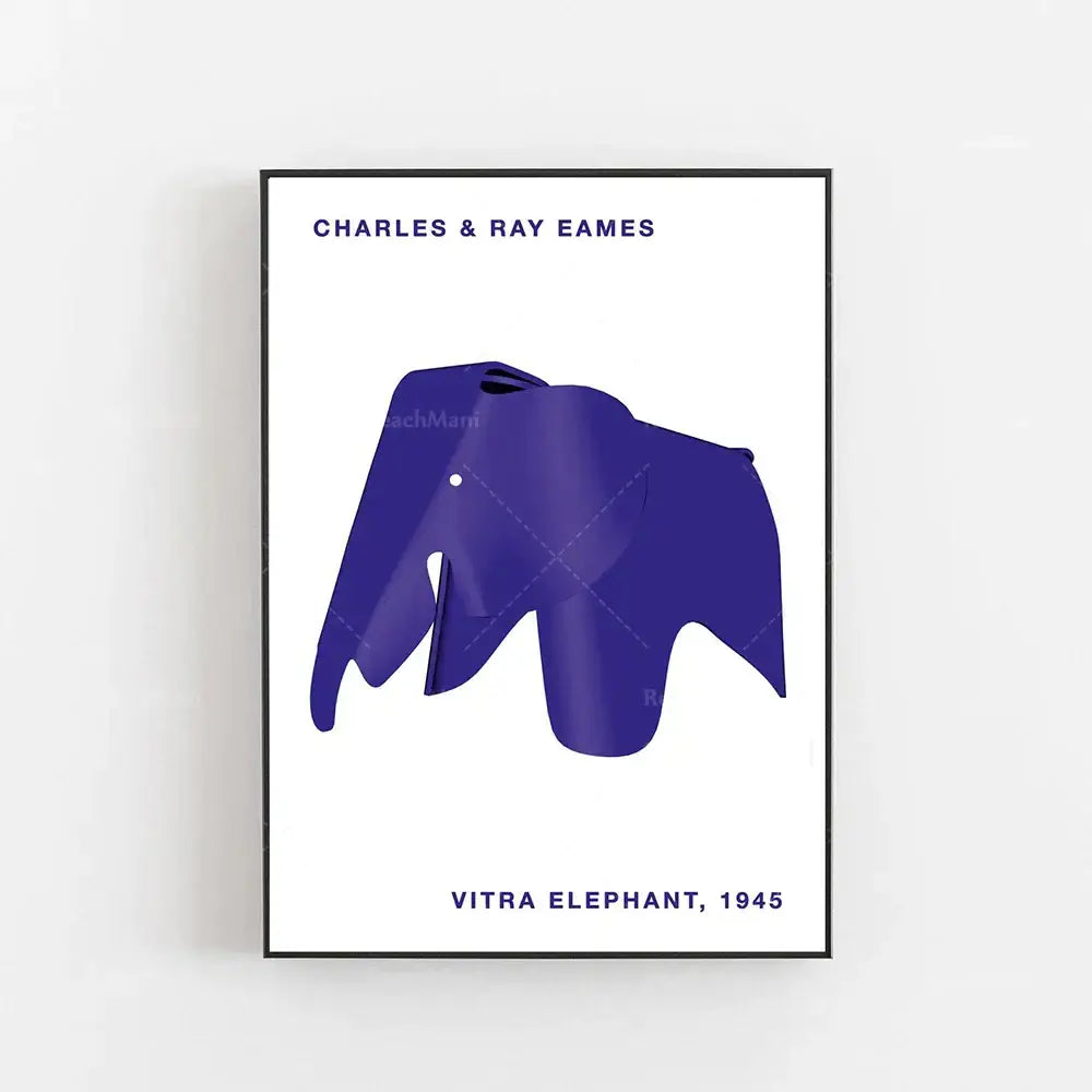 Minimalist purple geometric elephant bauhaus canvas print by decorbites for children’s room decor featuring vitra elephant design