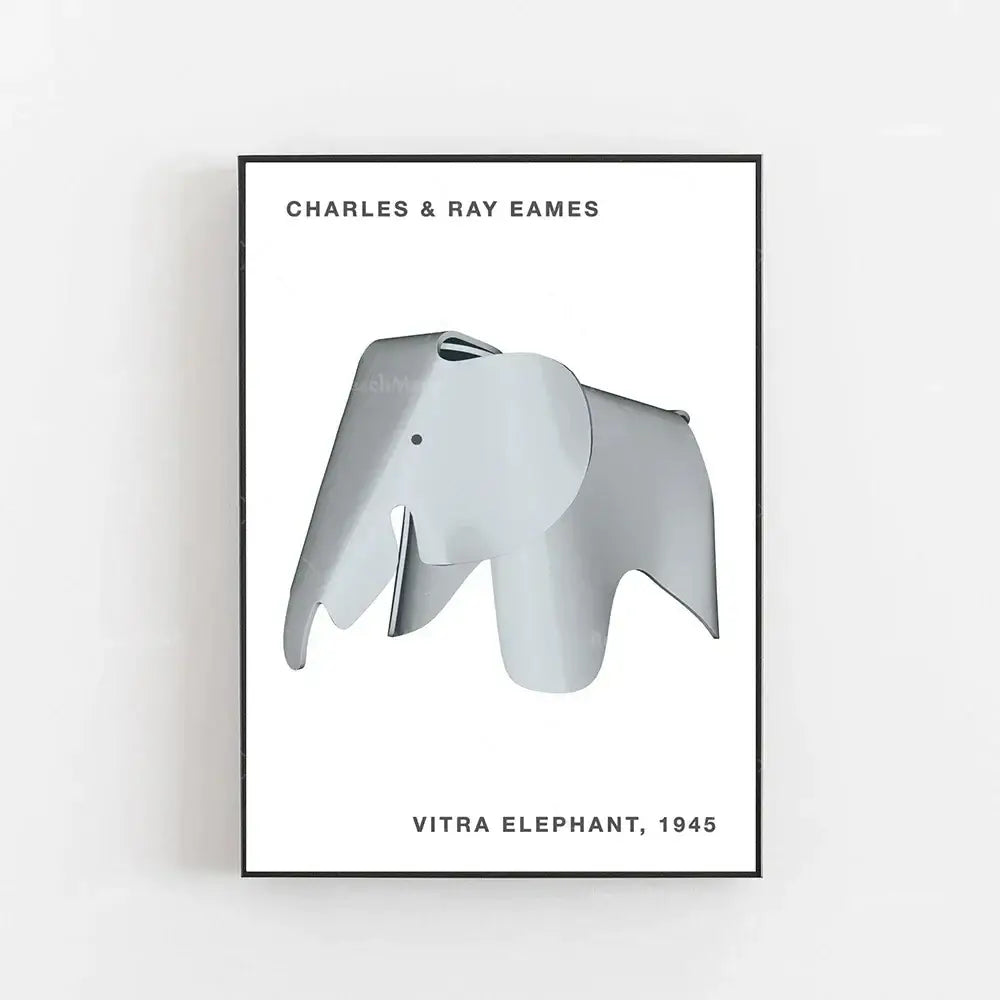 Silver metallic eames elephant chair in minimalist design by vitra featured on decorbites elephant bauhaus canvas print