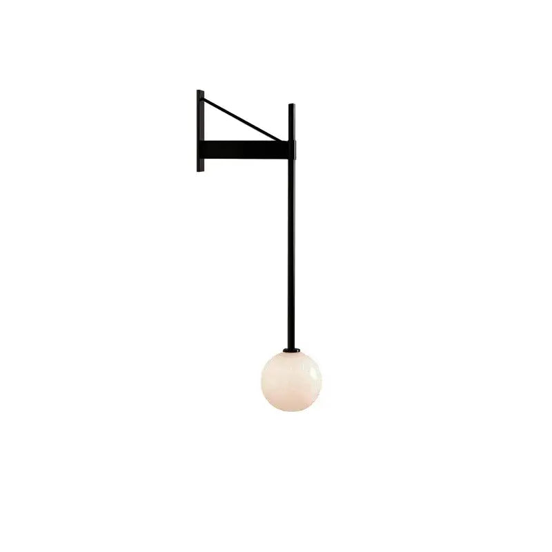 Black metal geometric iron wall lamp with frosted glass globe minimalist decorbites design for bedroom lighting