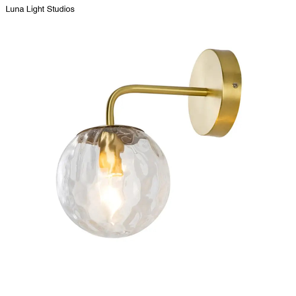 DecorBites™ DecorBites™ Minimalist Glass Ball Wall Lamp with Ripple Effect and Bent Arm in Black/Gold - Ideal for Bedroom Lighting