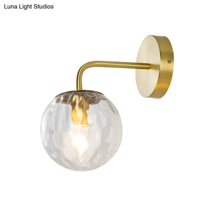 DecorBites™ DecorBites™ Minimalist Glass Ball Wall Lamp with Ripple Effect and Bent Arm in Black/Gold - Ideal for Bedroom Lighting
