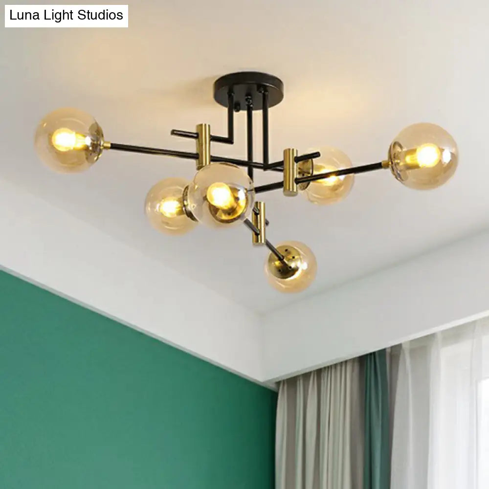 DecorBites™ DecorBites™ Minimalist Glass Bedroom Semi Flush Mount Ceiling Light in Black
