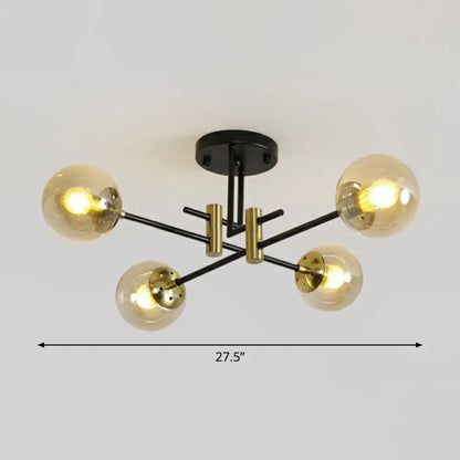 DecorBites™ DecorBites™ Minimalist Glass Bedroom Semi Flush Mount Ceiling Light in Black