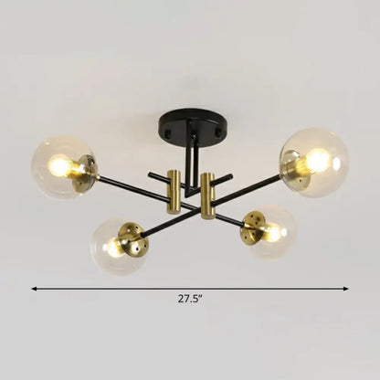 DecorBites™ DecorBites™ Minimalist Glass Bedroom Semi Flush Mount Ceiling Light in Black