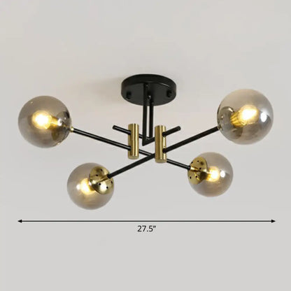DecorBites™ DecorBites™ Minimalist Glass Bedroom Semi Flush Mount Ceiling Light in Black