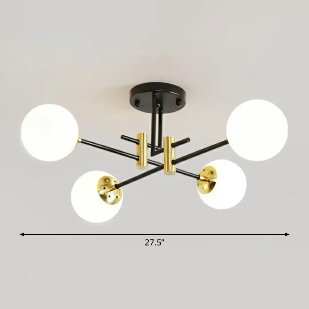 DecorBites™ DecorBites™ Minimalist Glass Bedroom Semi Flush Mount Ceiling Light in Black