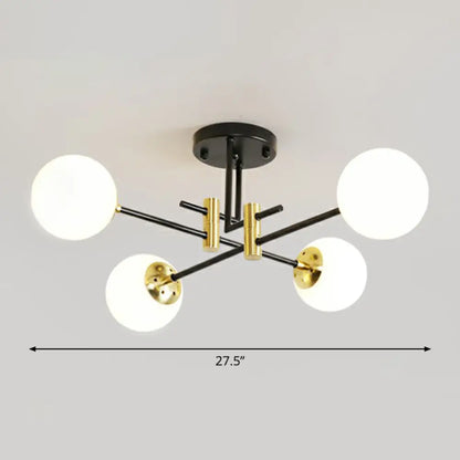 DecorBites™ DecorBites™ Minimalist Glass Bedroom Semi Flush Mount Ceiling Light in Black