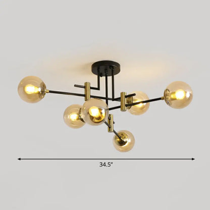 DecorBites™ DecorBites™ Minimalist Glass Bedroom Semi Flush Mount Ceiling Light in Black
