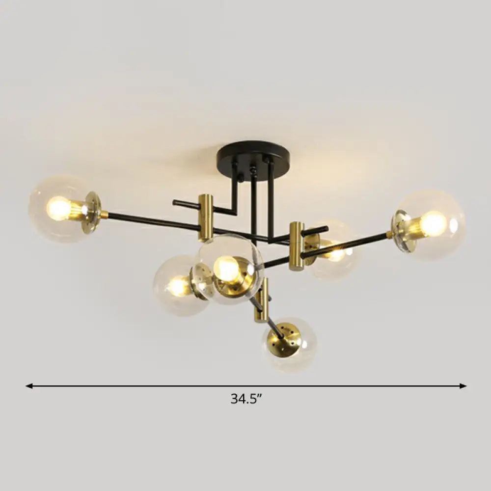 DecorBites™ DecorBites™ Minimalist Glass Bedroom Semi Flush Mount Ceiling Light in Black