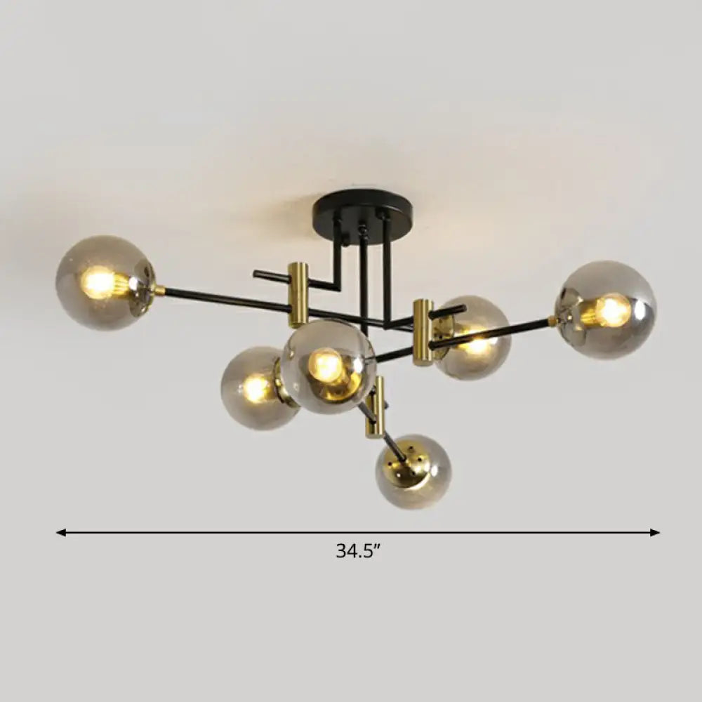DecorBites™ DecorBites™ Minimalist Glass Bedroom Semi Flush Mount Ceiling Light in Black