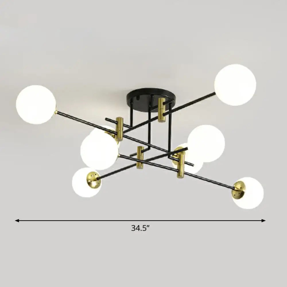 DecorBites™ DecorBites™ Minimalist Glass Bedroom Semi Flush Mount Ceiling Light in Black