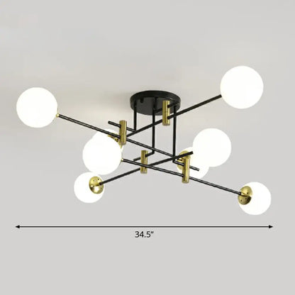 DecorBites™ DecorBites™ Minimalist Glass Bedroom Semi Flush Mount Ceiling Light in Black