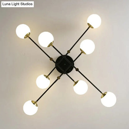 DecorBites™ DecorBites™ Minimalist Glass Bedroom Semi Flush Mount Ceiling Light in Black