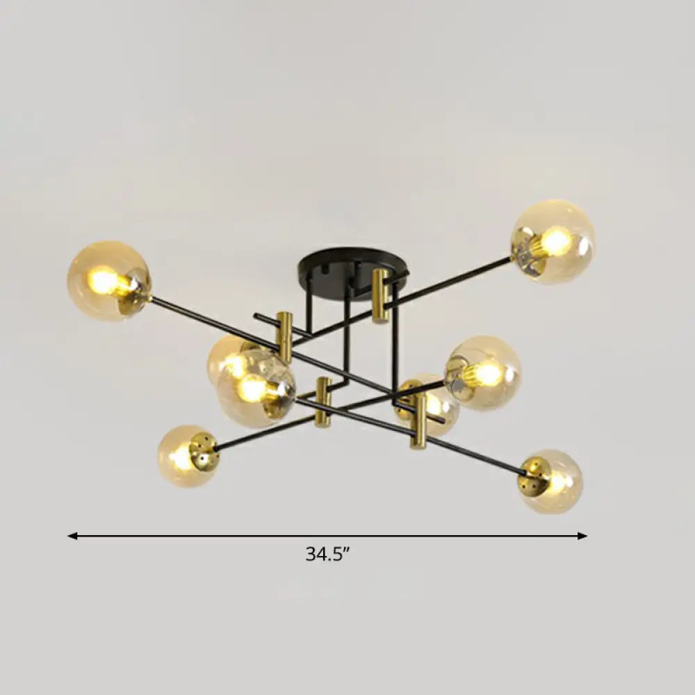 DecorBites™ DecorBites™ Minimalist Glass Bedroom Semi Flush Mount Ceiling Light in Black