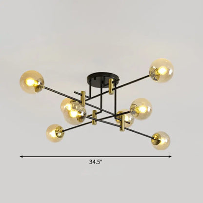 DecorBites™ DecorBites™ Minimalist Glass Bedroom Semi Flush Mount Ceiling Light in Black