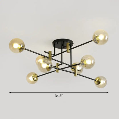 DecorBites™ DecorBites™ Minimalist Glass Bedroom Semi Flush Mount Ceiling Light in Black