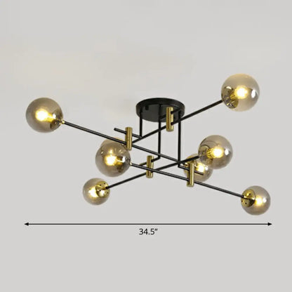 DecorBites™ DecorBites™ Minimalist Glass Bedroom Semi Flush Mount Ceiling Light in Black