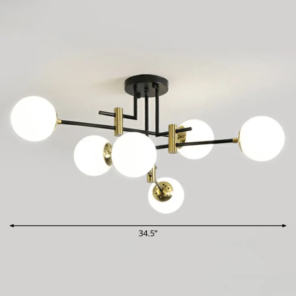 DecorBites™ DecorBites™ Minimalist Glass Bedroom Semi Flush Mount Ceiling Light in Black