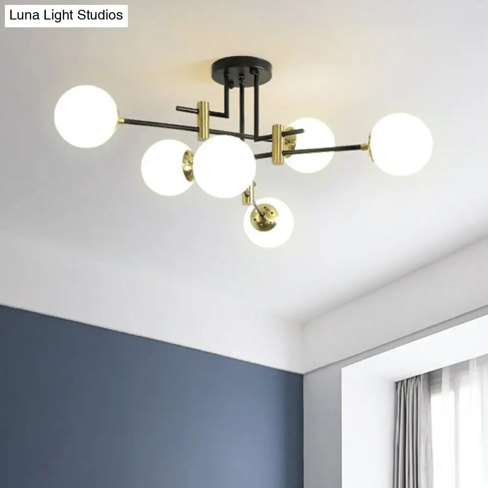 DecorBites™ DecorBites™ Minimalist Glass Bedroom Semi Flush Mount Ceiling Light in Black