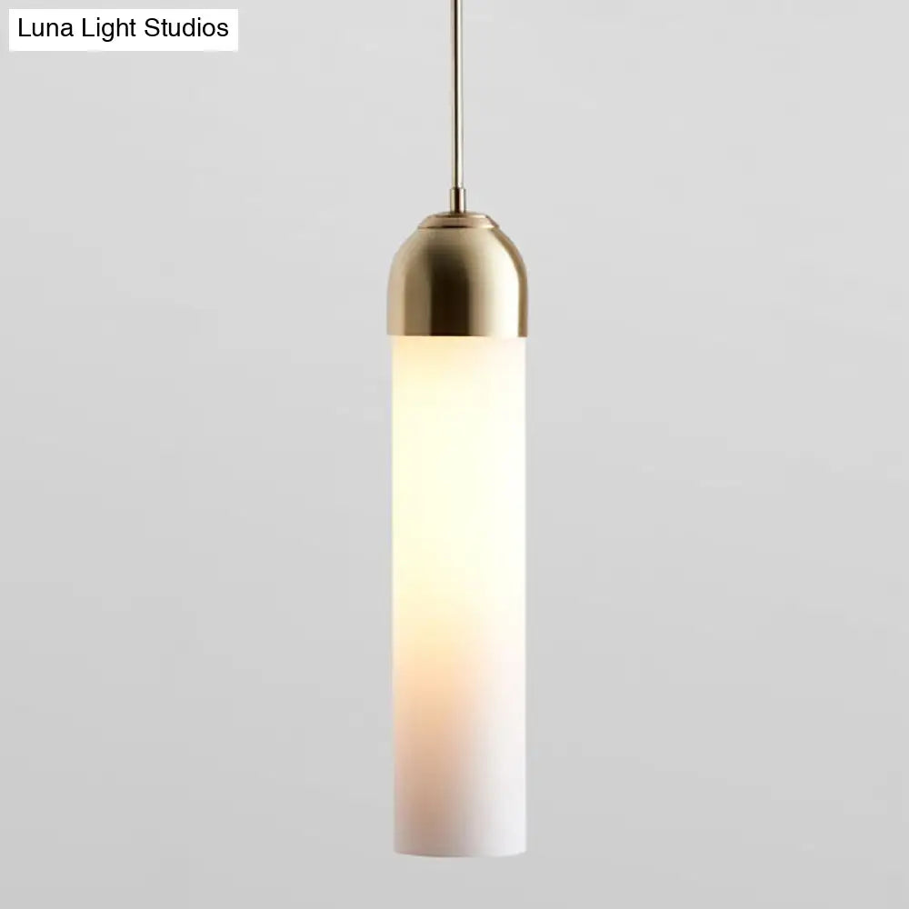 Minimalist Glass Hanging Light - 17.7" Height, Tube-shaped, 1 Light Bedside Pendant with Adjustable Cord (47")