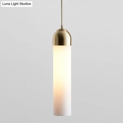 Minimalist Glass Hanging Light - 17.7" Height, Tube-shaped, 1 Light Bedside Pendant with Adjustable Cord (47")