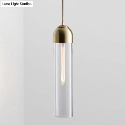 Minimalist Glass Hanging Light - 17.7" Height, Tube-shaped, 1 Light Bedside Pendant with Adjustable Cord (47")