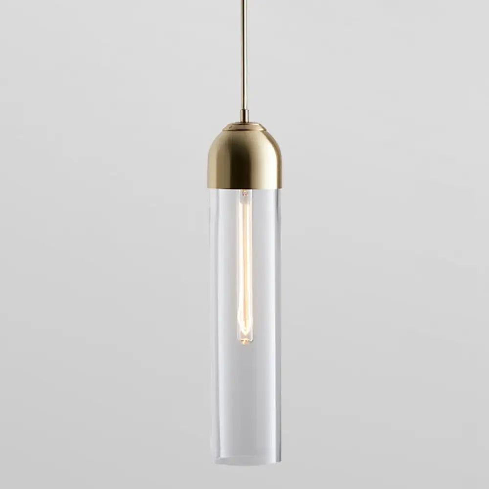 Minimalist Glass Hanging Light - 17.7" Height, Tube-shaped, 1 Light Bedside Pendant with Adjustable Cord (47")