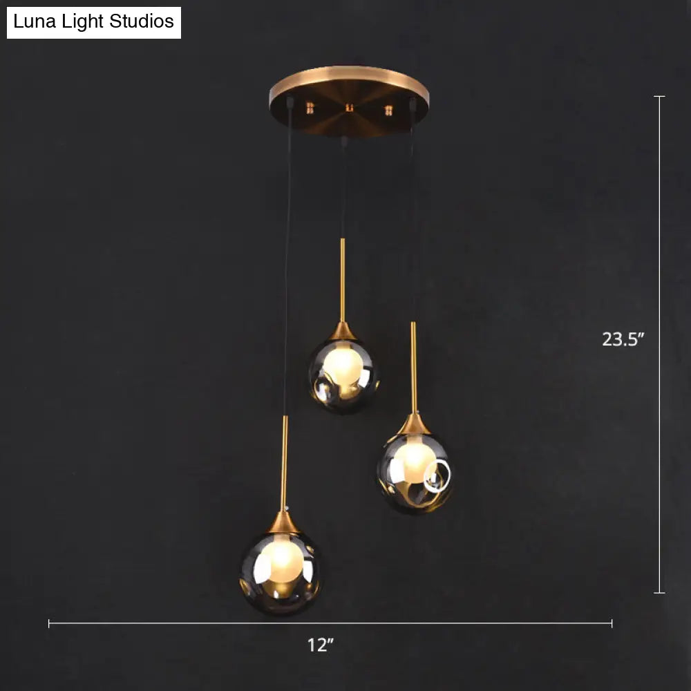 Minimalist Glass Pendant with 3-Head Down Lighting: Ideal for Dining Room and Multiple Hanging Option