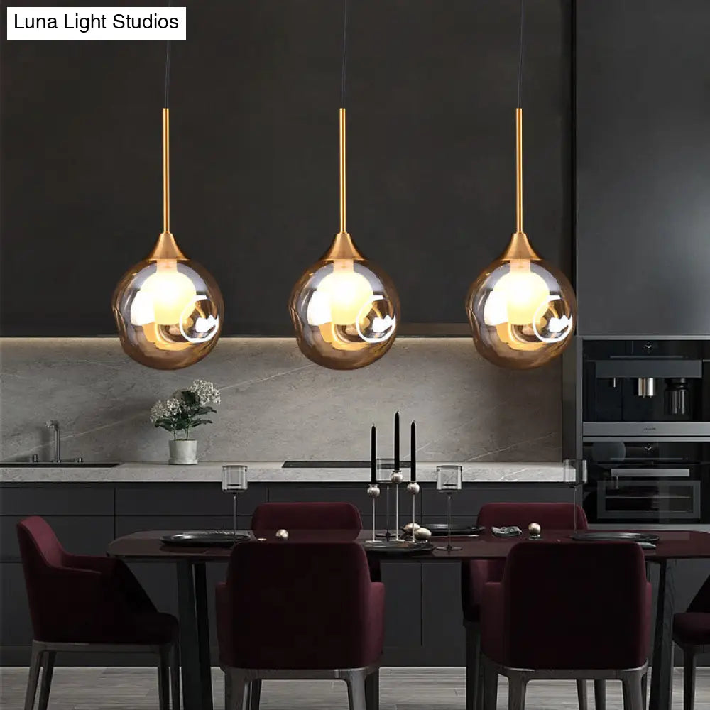 Minimalist Glass Pendant with 3-Head Down Lighting: Ideal for Dining Room and Multiple Hanging Option