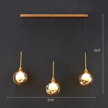 Minimalist Glass Pendant with 3-Head Down Lighting: Ideal for Dining Room and Multiple Hanging Option