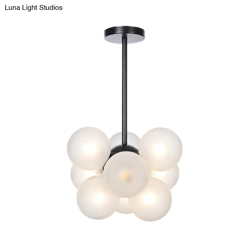 DecorBites™ DecorBites™ Minimalist Globe Semi Flush Ceiling Lamp - Gray/White/Red Glass - 9 Lights - Black/Brass/Chrome