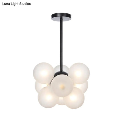 DecorBites™ DecorBites™ Minimalist Globe Semi Flush Ceiling Lamp - Gray/White/Red Glass - 9 Lights - Black/Brass/Chrome