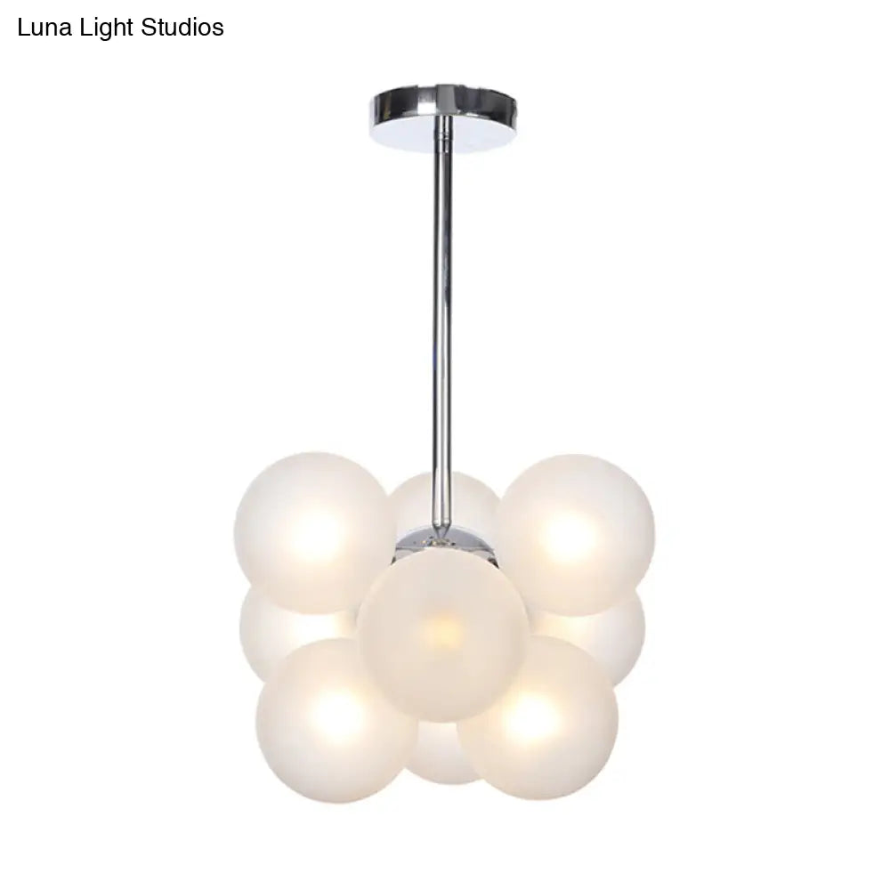 DecorBites™ DecorBites™ Minimalist Globe Semi Flush Ceiling Lamp - Gray/White/Red Glass - 9 Lights - Black/Brass/Chrome