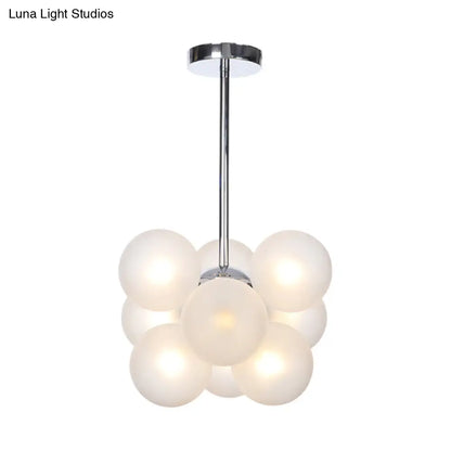 DecorBites™ DecorBites™ Minimalist Globe Semi Flush Ceiling Lamp - Gray/White/Red Glass - 9 Lights - Black/Brass/Chrome