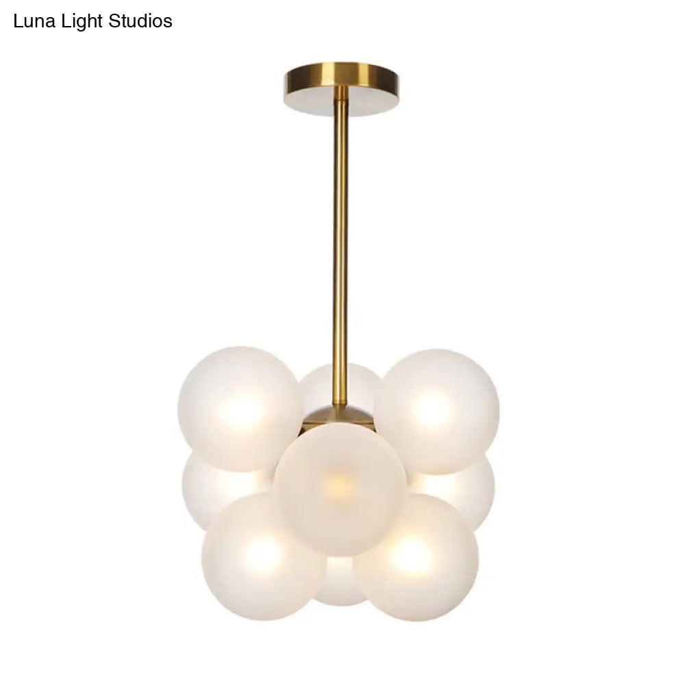 DecorBites™ DecorBites™ Minimalist Globe Semi Flush Ceiling Lamp - Gray/White/Red Glass - 9 Lights - Black/Brass/Chrome