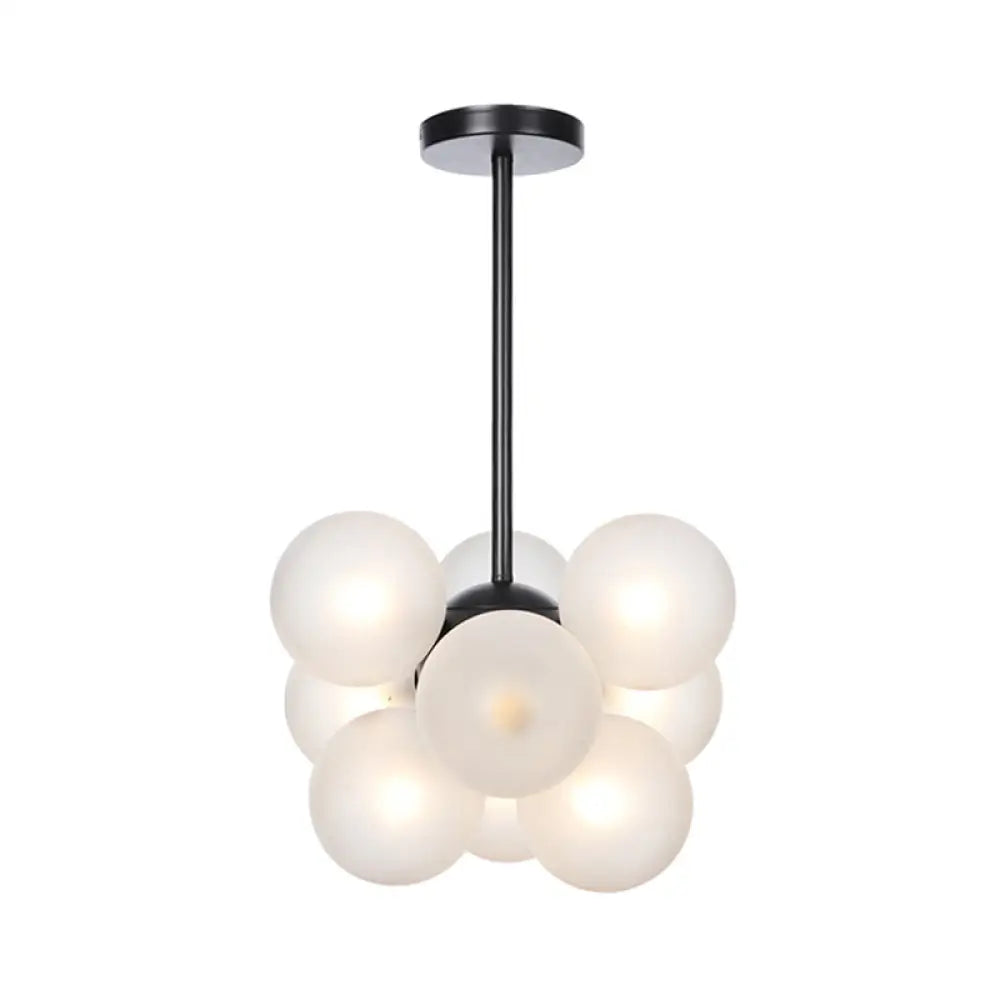 DecorBites™ DecorBites™ Minimalist Globe Semi Flush Ceiling Lamp - Gray/White/Red Glass - 9 Lights - Black/Brass/Chrome