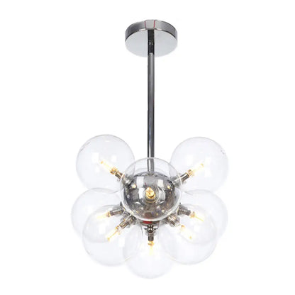 DecorBites™ DecorBites™ Minimalist Globe Semi Flush Ceiling Lamp - Gray/White/Red Glass - 9 Lights - Black/Brass/Chrome
