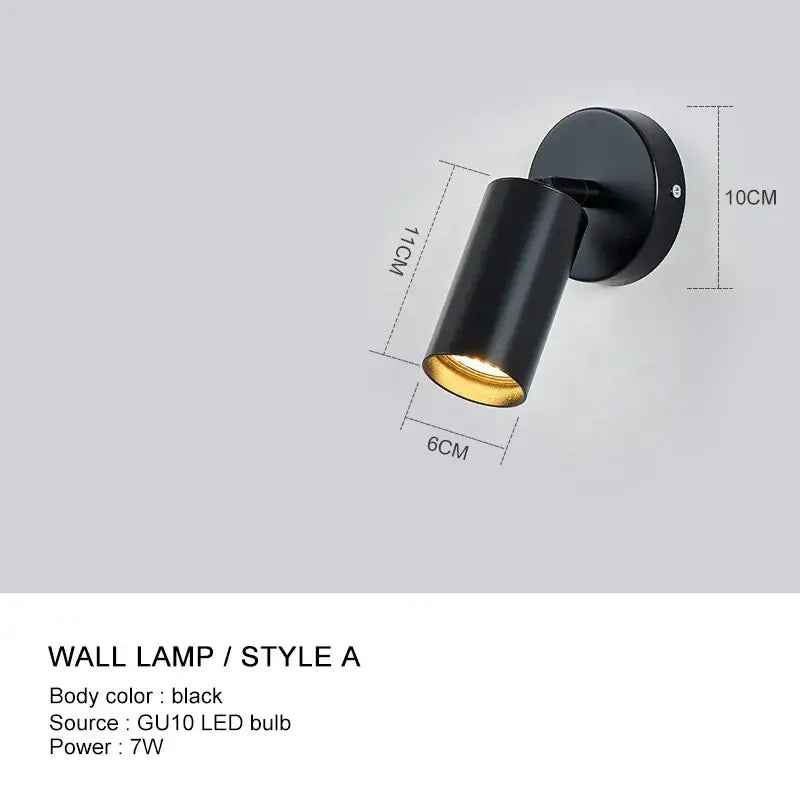 Minimalist black matte wall light with gold interior and adjustable angle gu10 led bulb by decorbites wall light