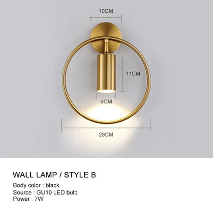 Minimalist gold finished decorbites wall light with adjustable angle circular design for modern bedroom decor