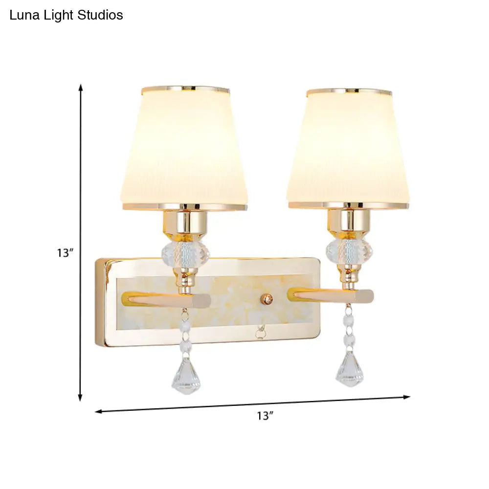 DecorBites™ DecorBites™ Minimalist Gold Barrel Wall Lamp with Frosted Glass & Diamond Crystal Drop - 1/2 Head Wall Lighting
