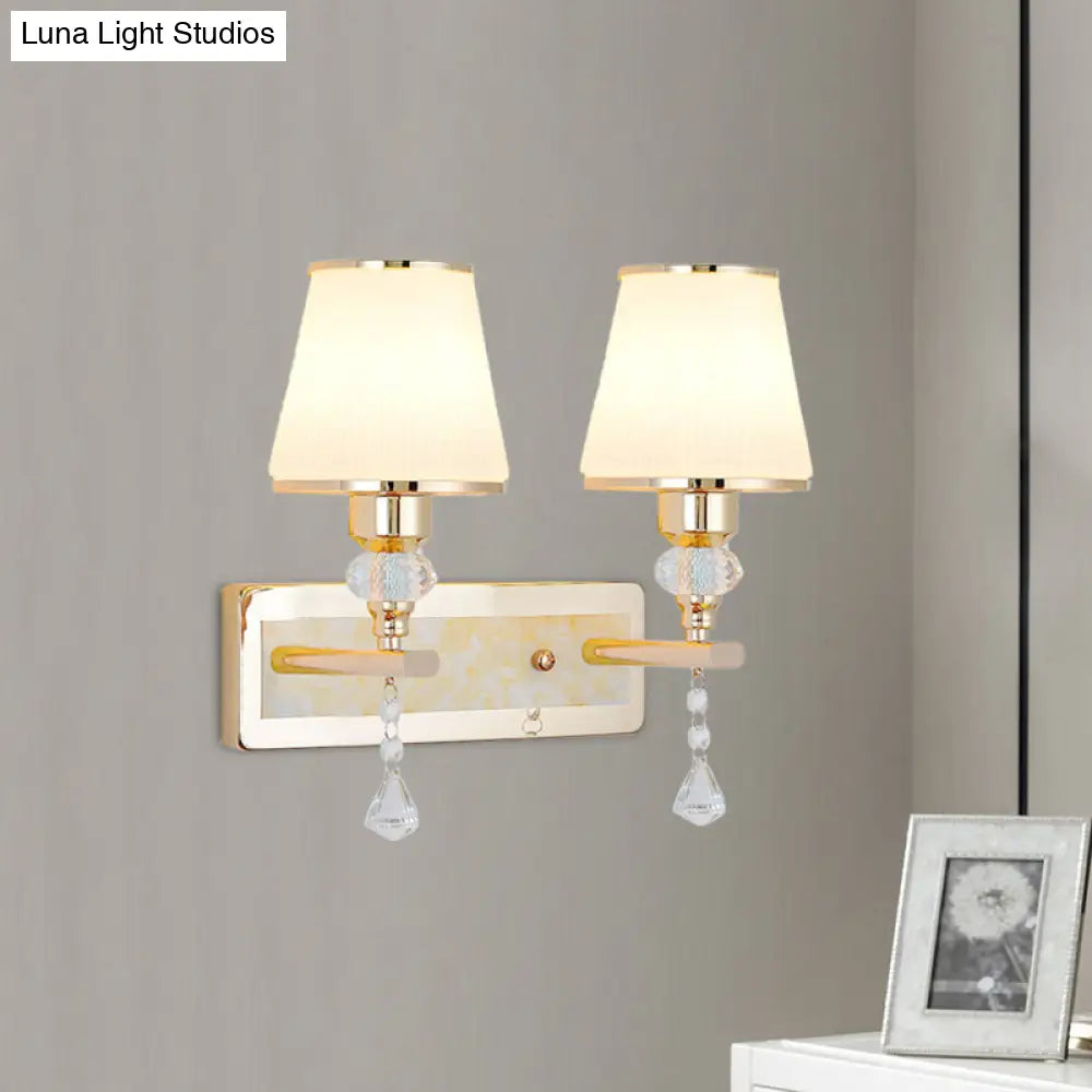 DecorBites™ DecorBites™ Minimalist Gold Barrel Wall Lamp with Frosted Glass & Diamond Crystal Drop - 1/2 Head Wall Lighting