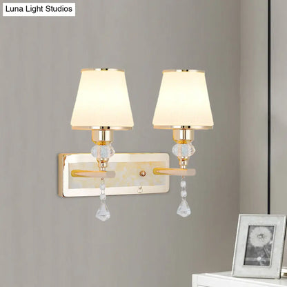 DecorBites™ DecorBites™ Minimalist Gold Barrel Wall Lamp with Frosted Glass & Diamond Crystal Drop - 1/2 Head Wall Lighting