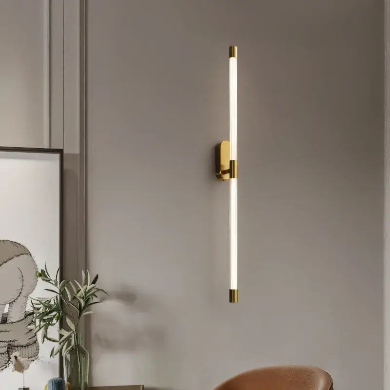 Minimalist gold-toned decorbites acrylic line led wall lights with sleek cylindrical acrylic line led tube for bedroom