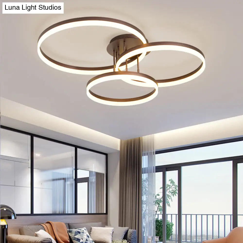 DecorBites™ DecorBites™ Minimalist Gold/Coffee 3-Ring LED Ceiling Light in Warm/White