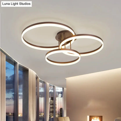 DecorBites™ DecorBites™ Minimalist Gold/Coffee 3-Ring LED Ceiling Light in Warm/White